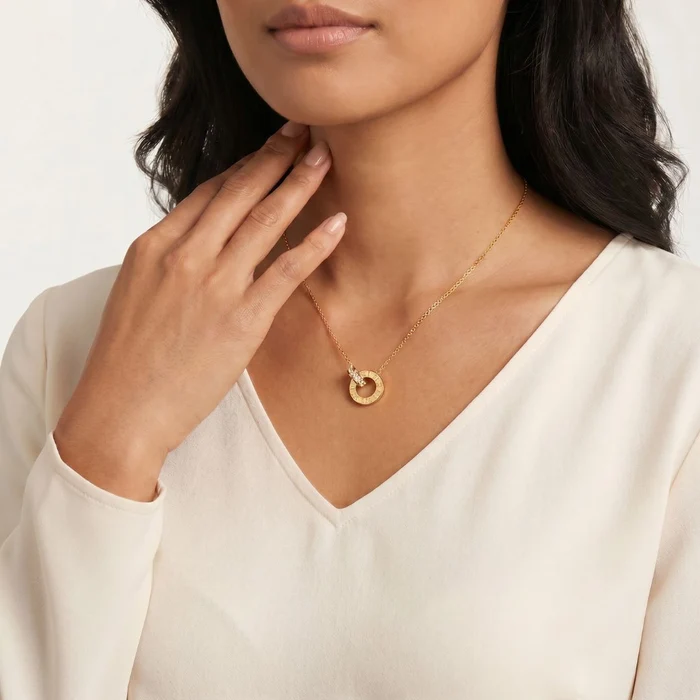 Athena Classic Interlocking Roman Numeral Necklace - Image 2